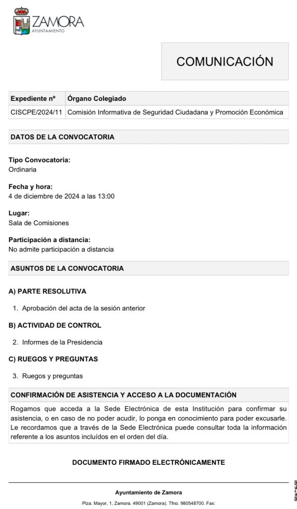 Comisión Informativa de Seguridad Ciudadana y Promoción Económica