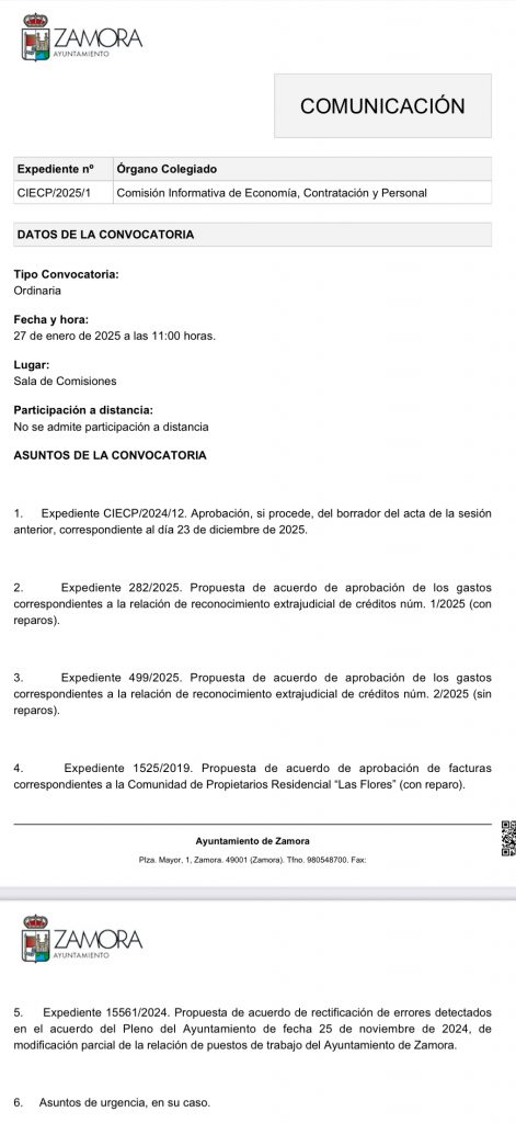 Comisión Informativa de Economía, Contratación y Personal