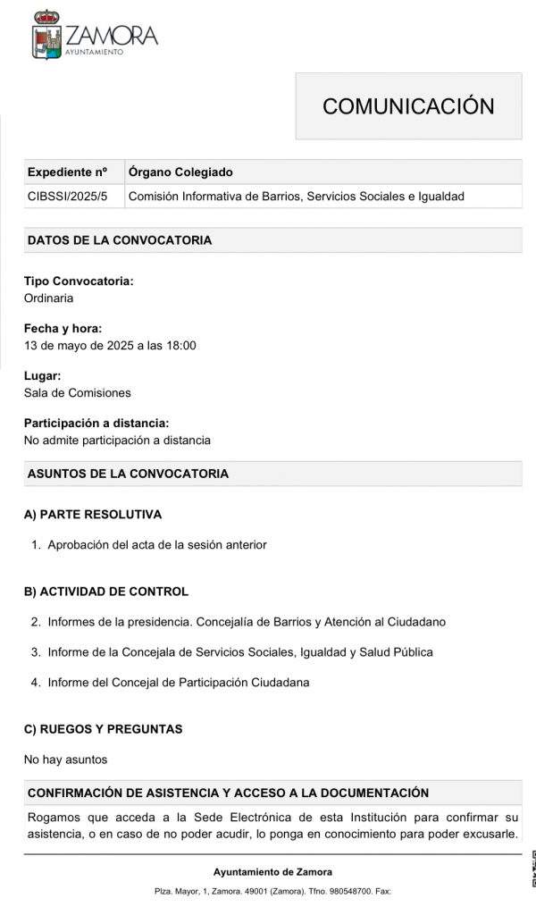 Comisión de Barrios, Servicios Sociales e Igualdad