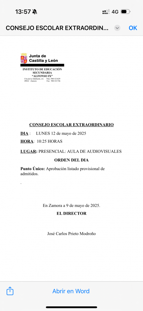 Consejo Escolar IES Alfonso IX