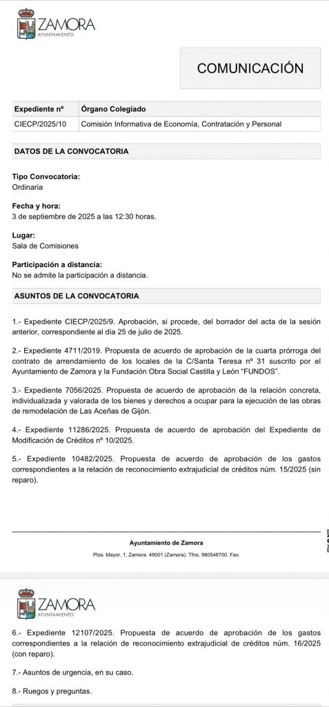 Comisión de Economía, Contratación y Personal