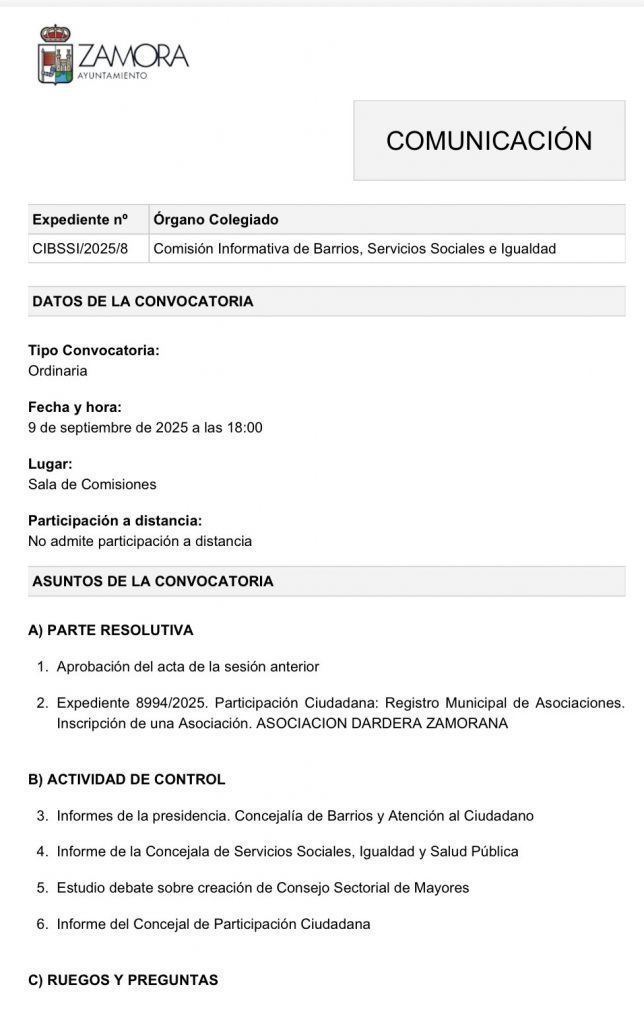 Comisión de Barrios, Servicios Sociales e Igualdad