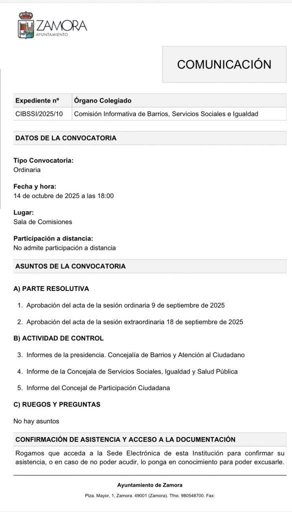 Comisión de Barrios, Servicios Sociales e Igualdad