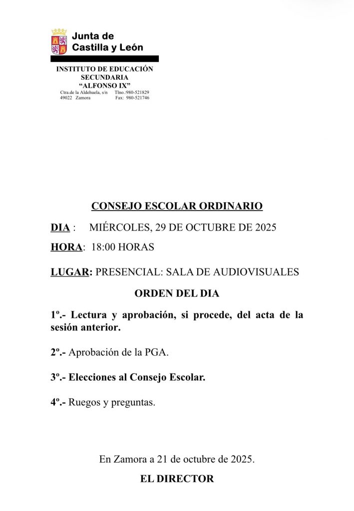Consejo Escolar del IES “Alfonso IX”