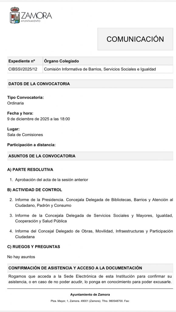 Comisión de Barrios, Servicios Sociales e Igualdad