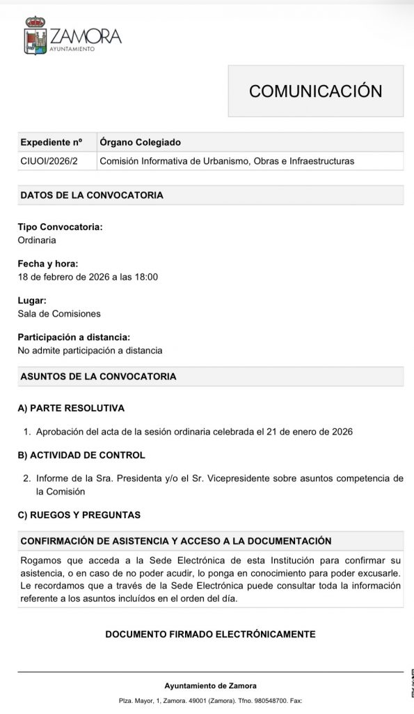 Comisión de Urbanismo, Obras e Infraestructuras