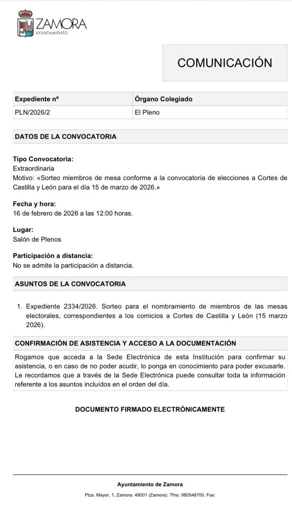 Pleno extraordinario