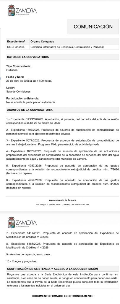 Comisión de Economía, Contratación y Personal