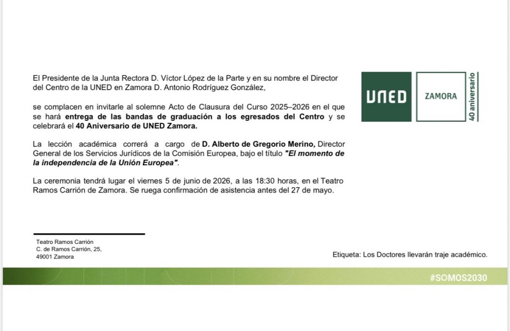 Acto de clausura del curso de la UNED 2025-2026
