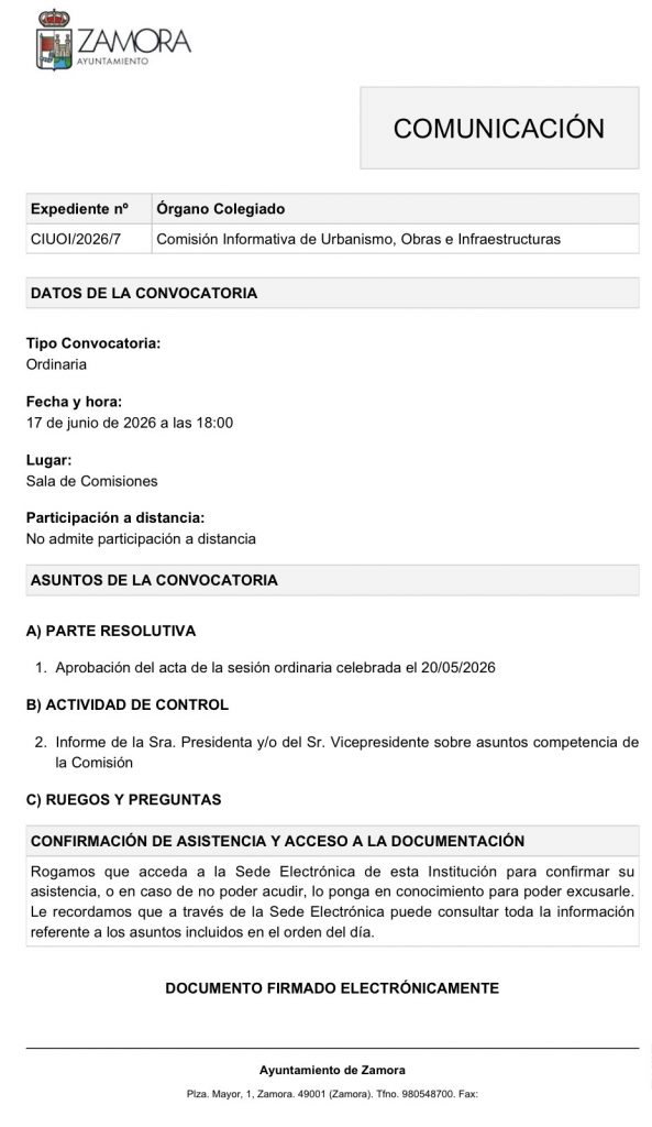 Comisión de Urbanismo, Obras e Infraestructuras