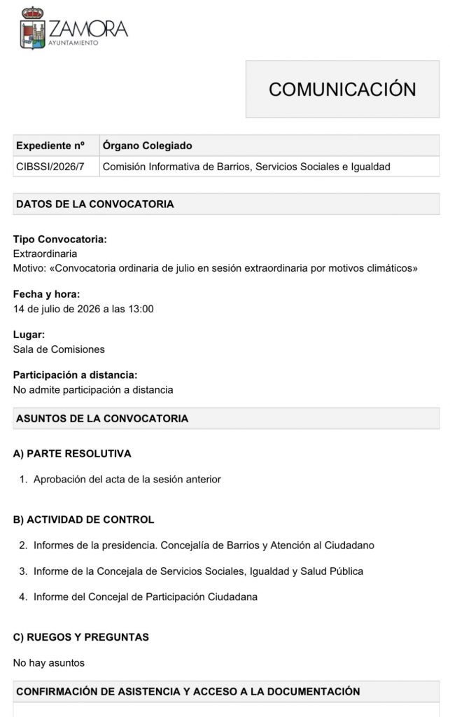 Comisión de Barrios, Servicios Sociales e Igualdad