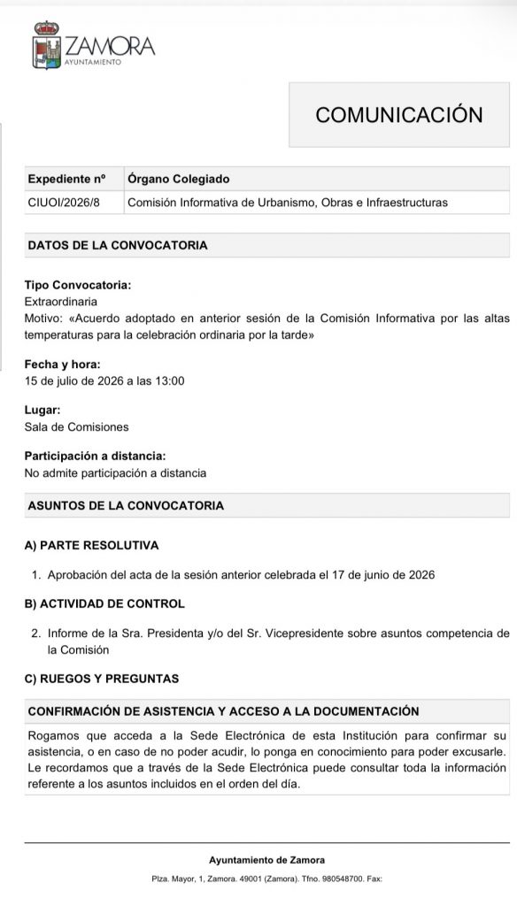 Comisión de Urbanismo, Obras e Infraestructuras