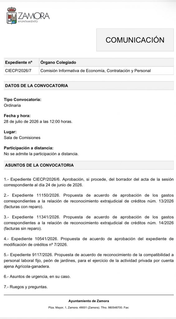 Comisión de Economía, Contratación y Personal