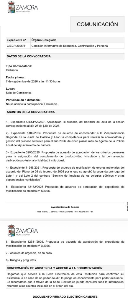 Comisión de Economía, Contratación y Personal