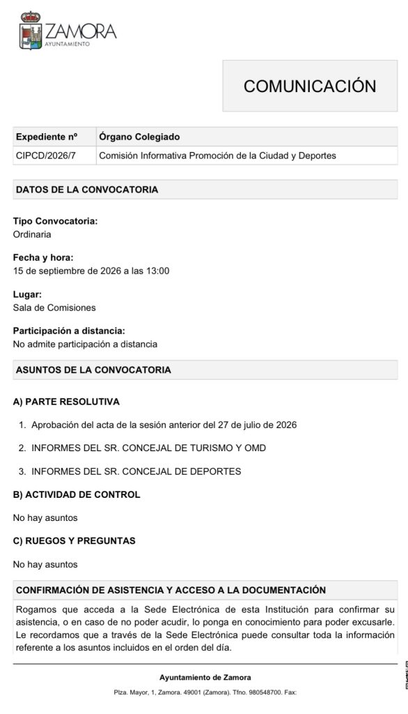 Comisión de Promoción de la ciudad y Deportes