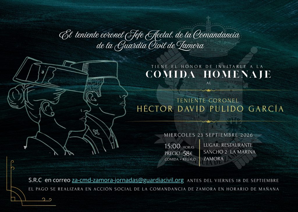Comida homenaje al Teniente Coronel de la Guardia Civil, Héctor David Pulido