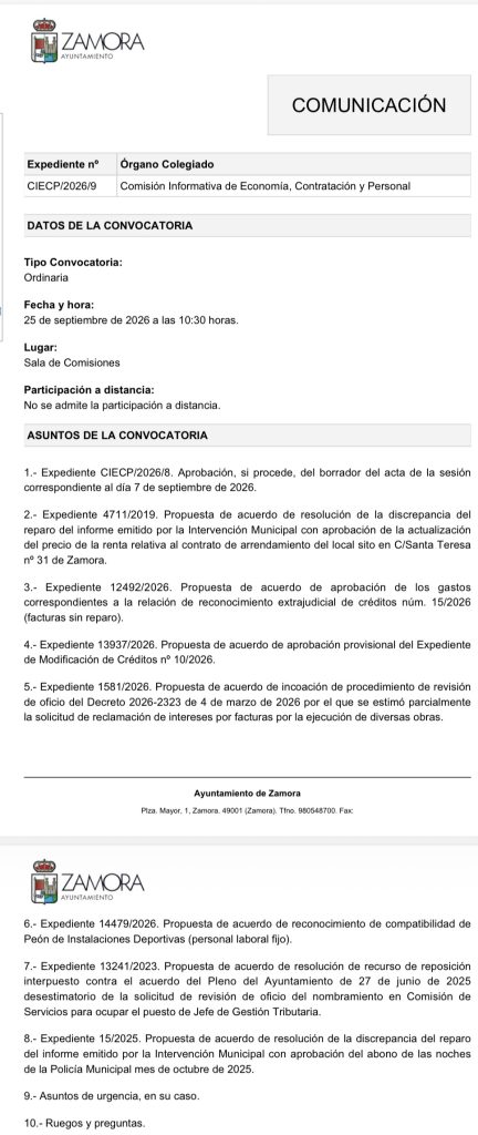 Comisión de Economía, Contratación y Personal