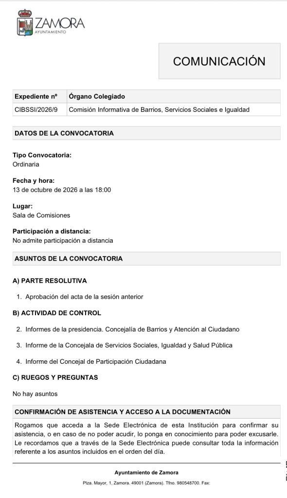 Comisión de Barrios, Servicios Sociales e Igualdad