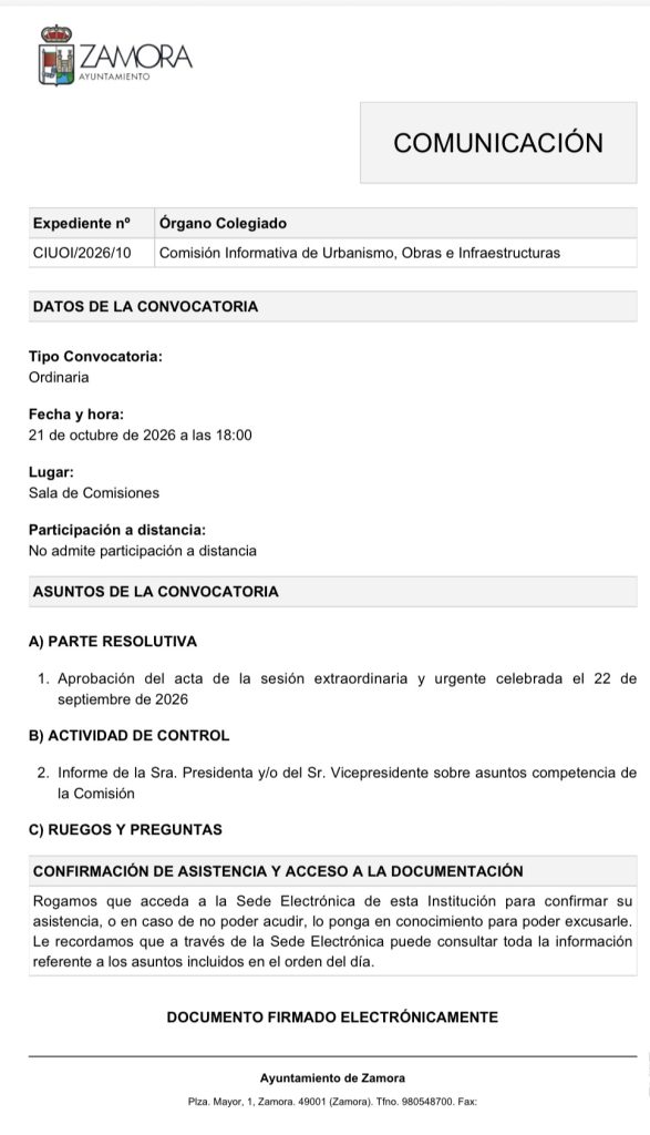 Comisión de Urbanismo, Obras e Infraestructuras