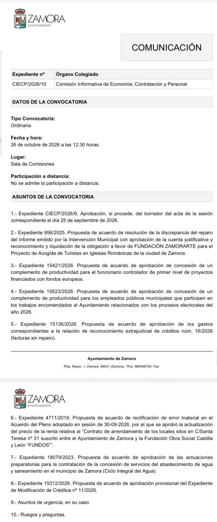 Comisión de Economía, Contratación y Personal
